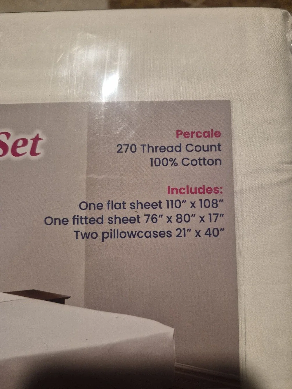 My Pillow Percale Sheet Set Snowy White NWT